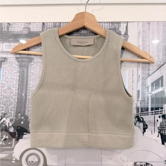 Fear of God ESSENTIALS SS23 knit rib sport tank crop top sports bra | M in Seal - Picture 6 of 11